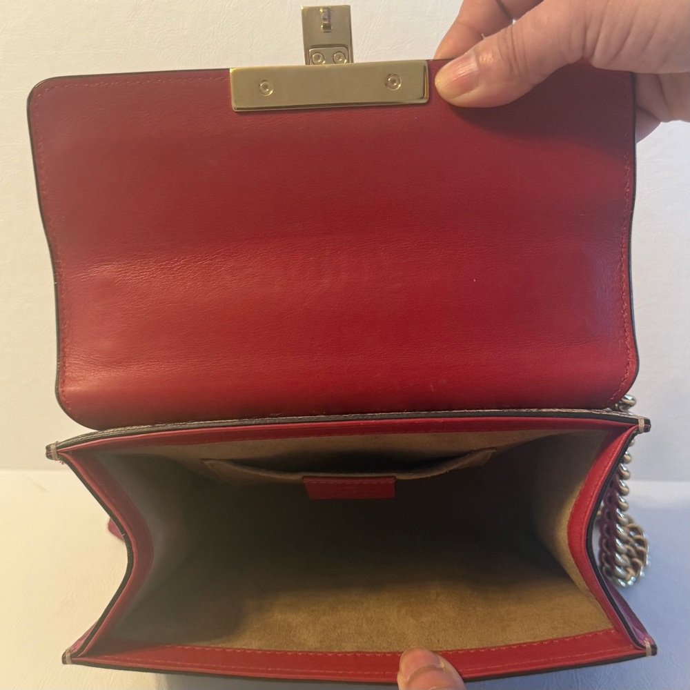 Gucci Gg Red & Pink Padlock Chain Shoulder Bag - Picture 5 of 7